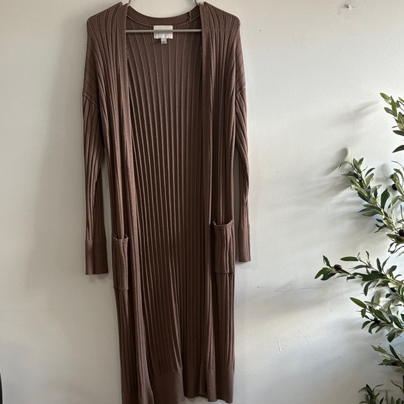 Pink Rose Taupe Ribbed Cardigan - Picture 1 of 6